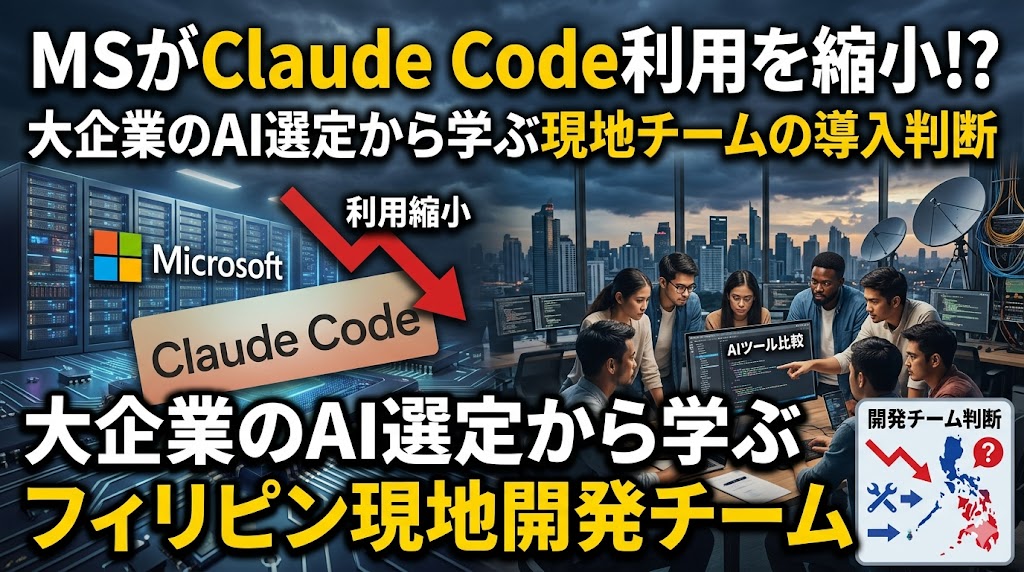 Microsoftが社内Claude Code利用を縮小:フィリピン拠点のAIコーディングツール選定術